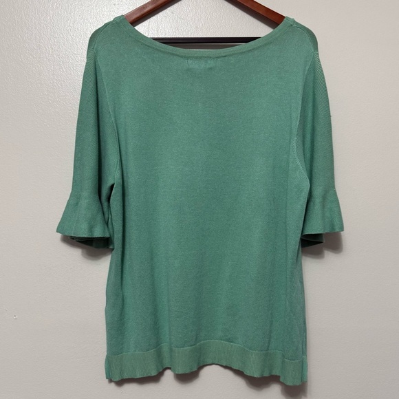 NWT Joseph A. Women’s Size M Medium Ruffle Short Sleeve Knit Sweater Crew Neck - Picture 3 of 12
